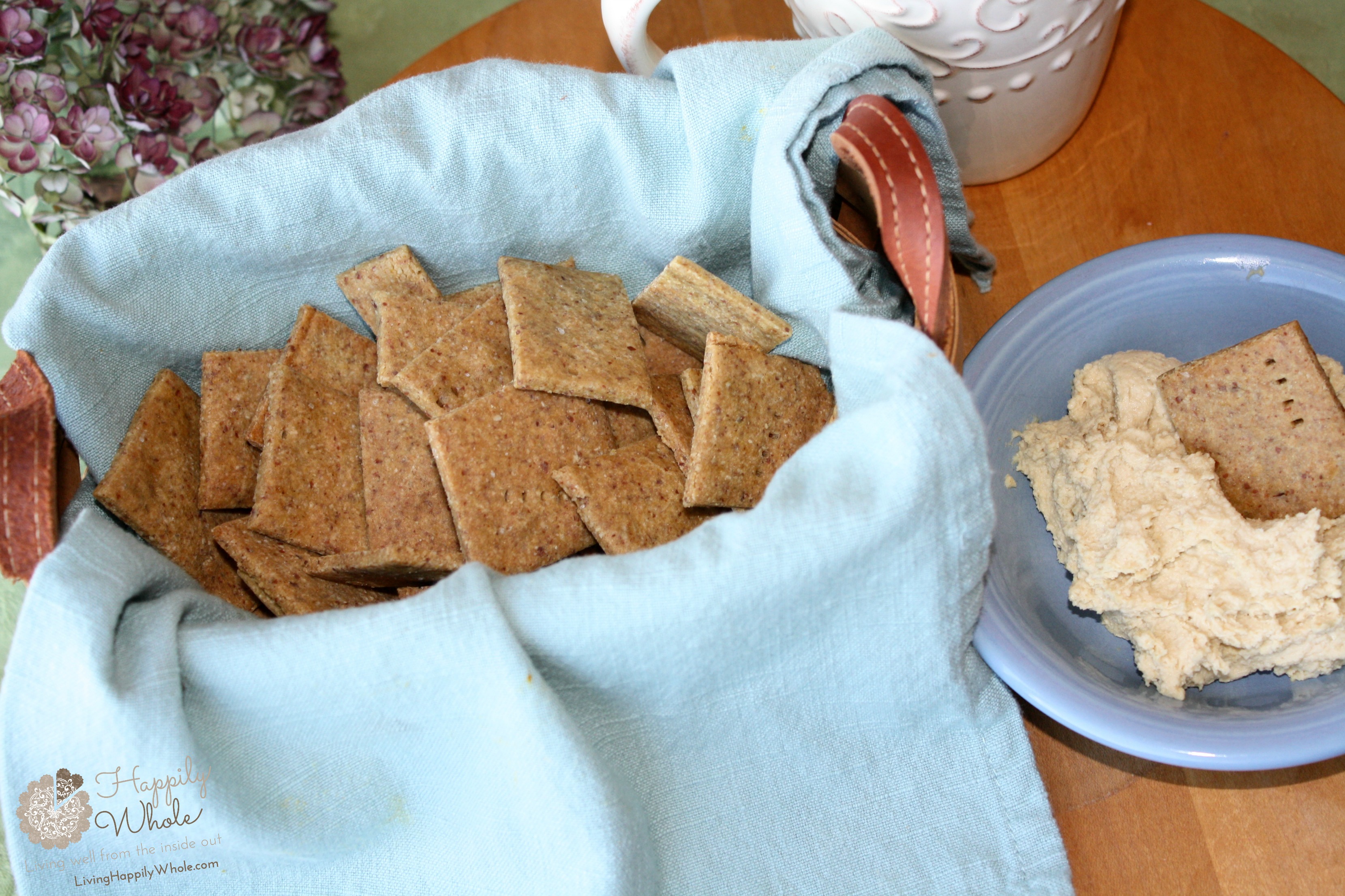 Gluten Free MultiGrain Cracker snack with hummus