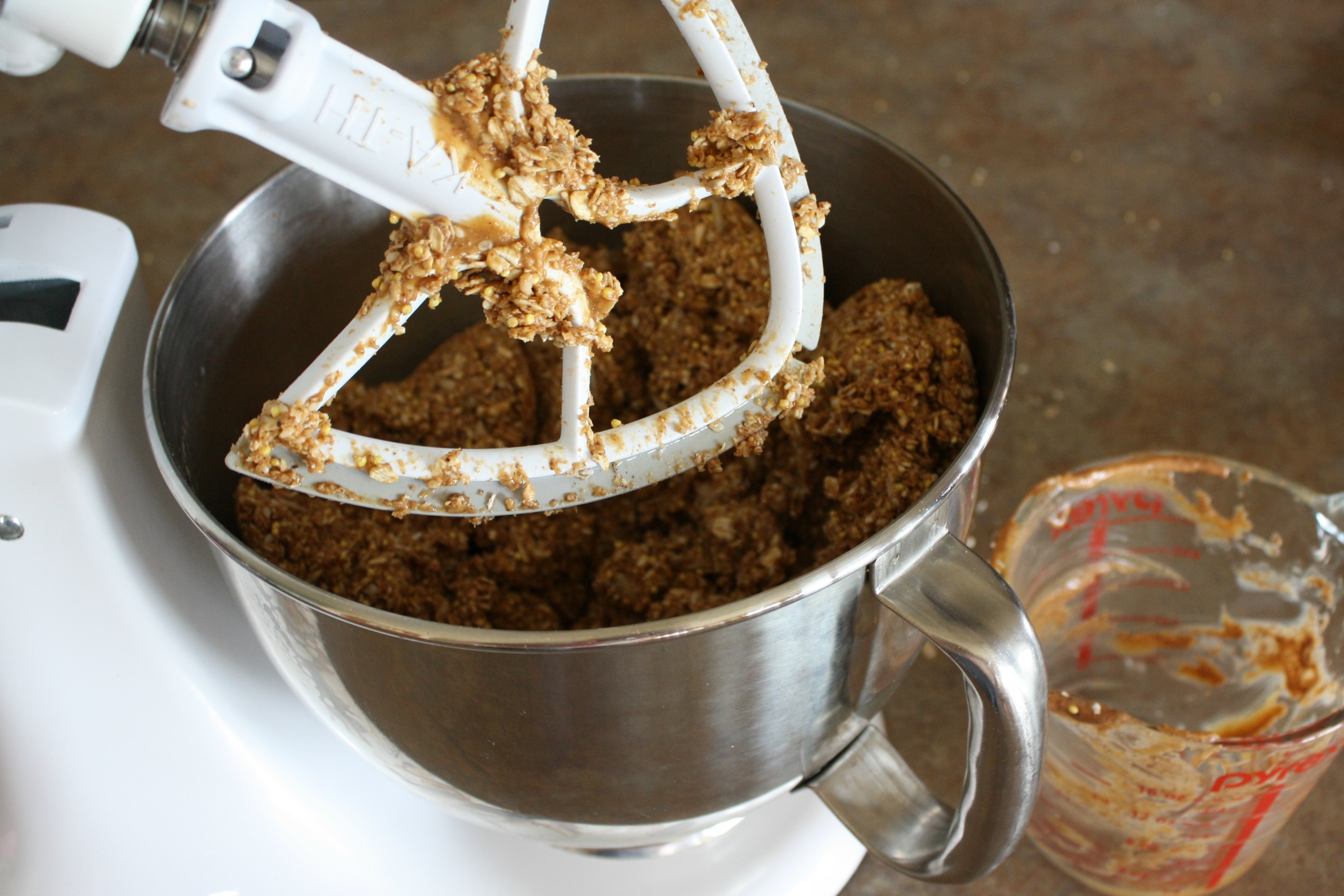 Gluten Free granola bars pressed into pan