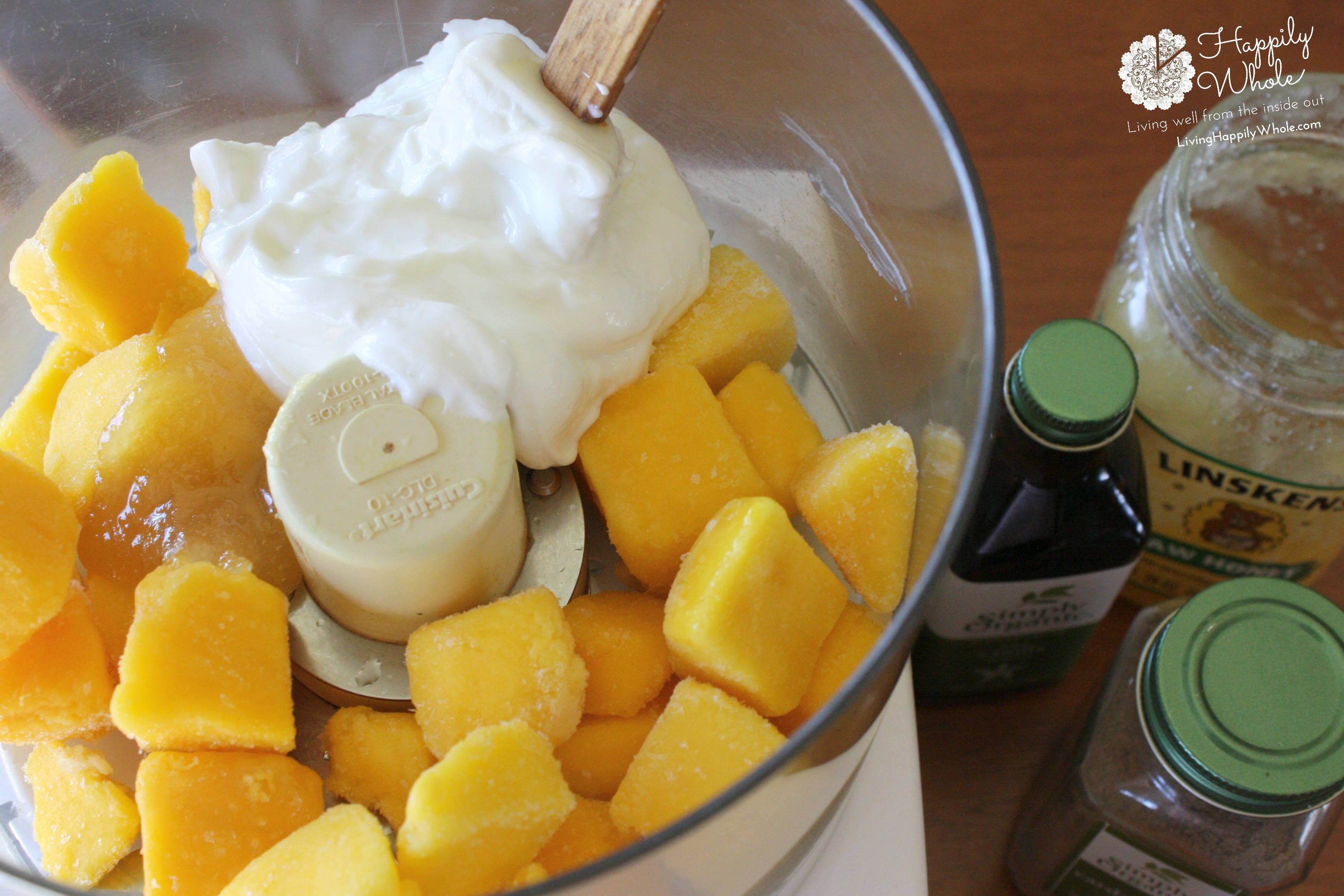 Mango Frozen Yogurt in food processor