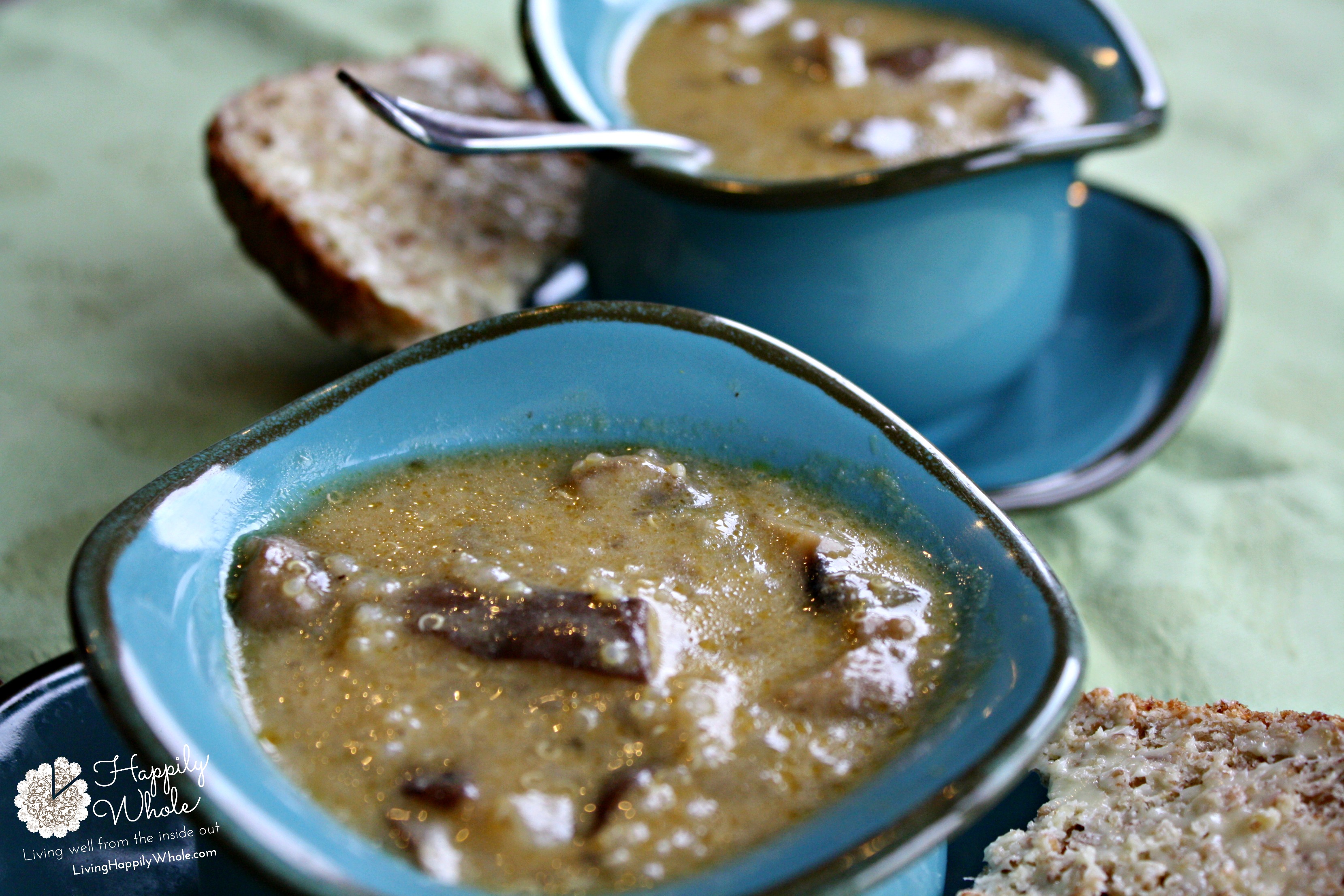 Creamy Mushroom Quinoa Soup with Coconut Broth