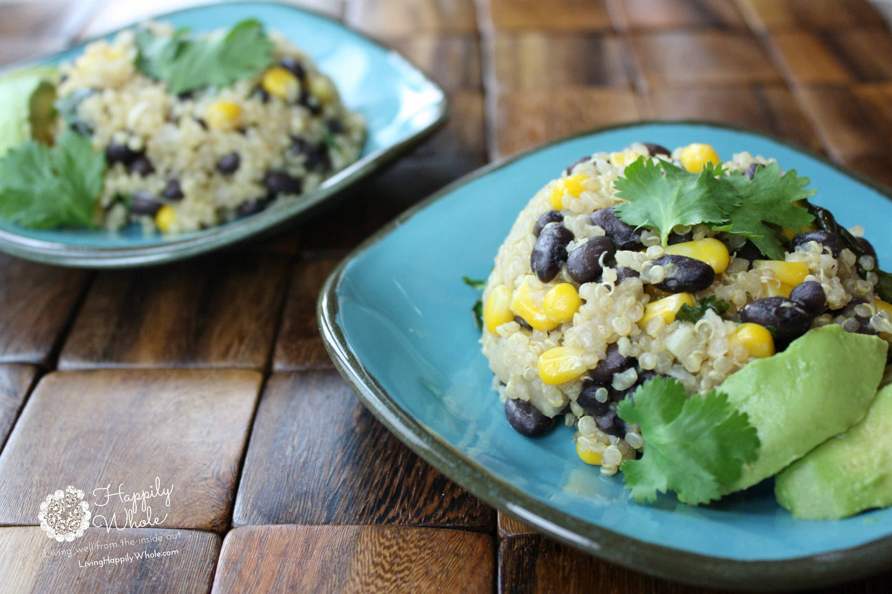 Quinoa Black Bean Salad with Cilantro and Corn