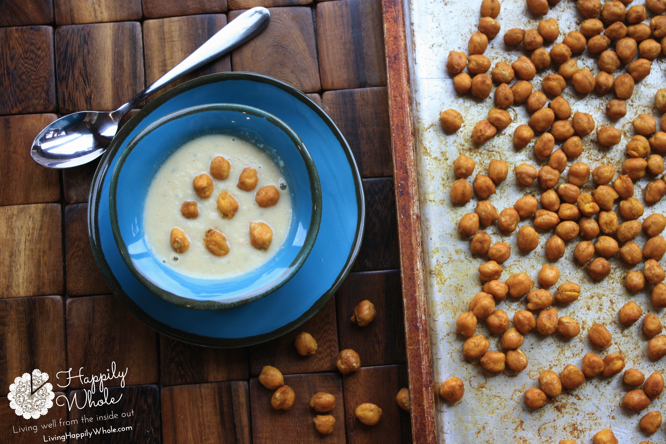 roasted cauliflower and chickpea soup