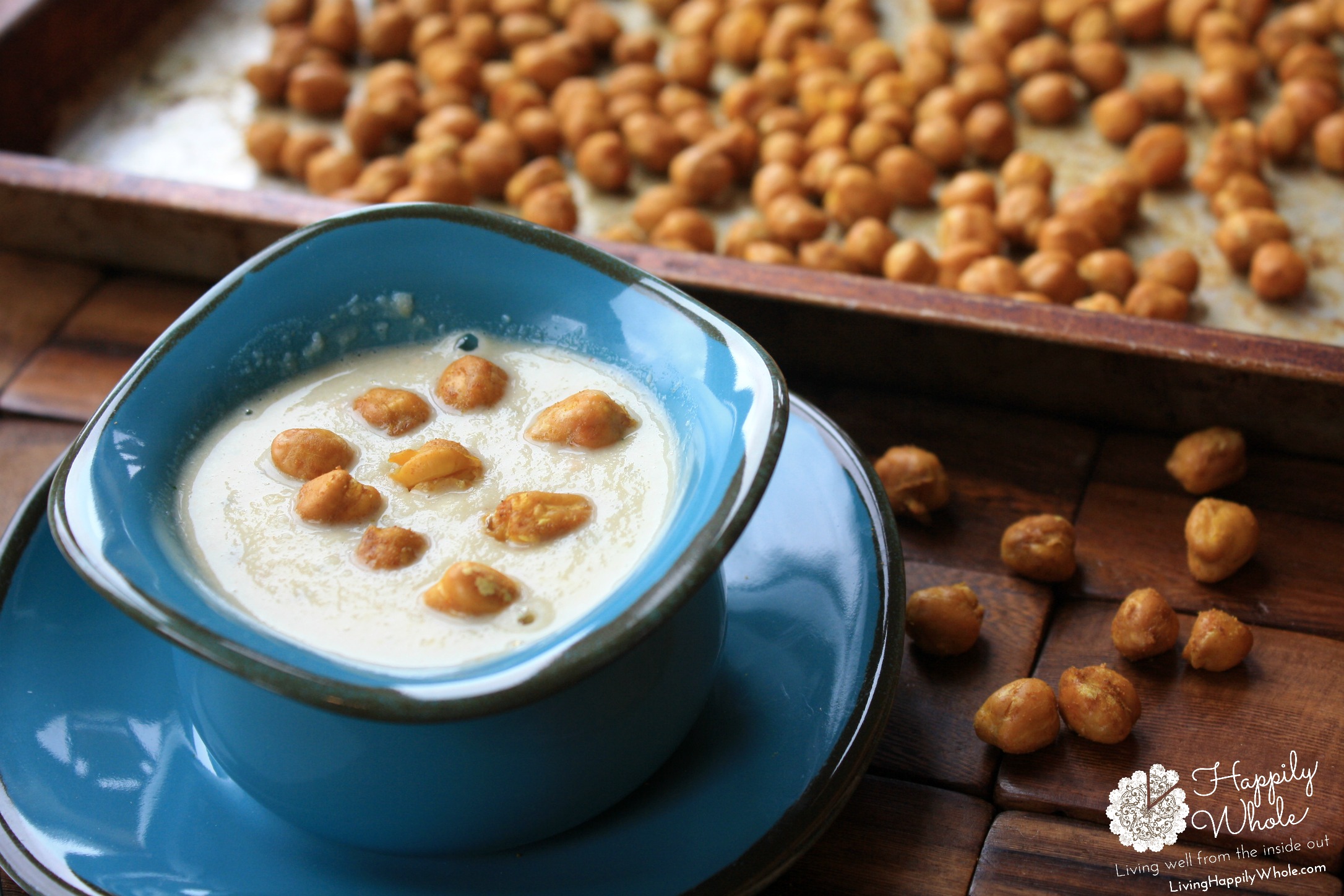 roasted cauliflower and chickpea soup