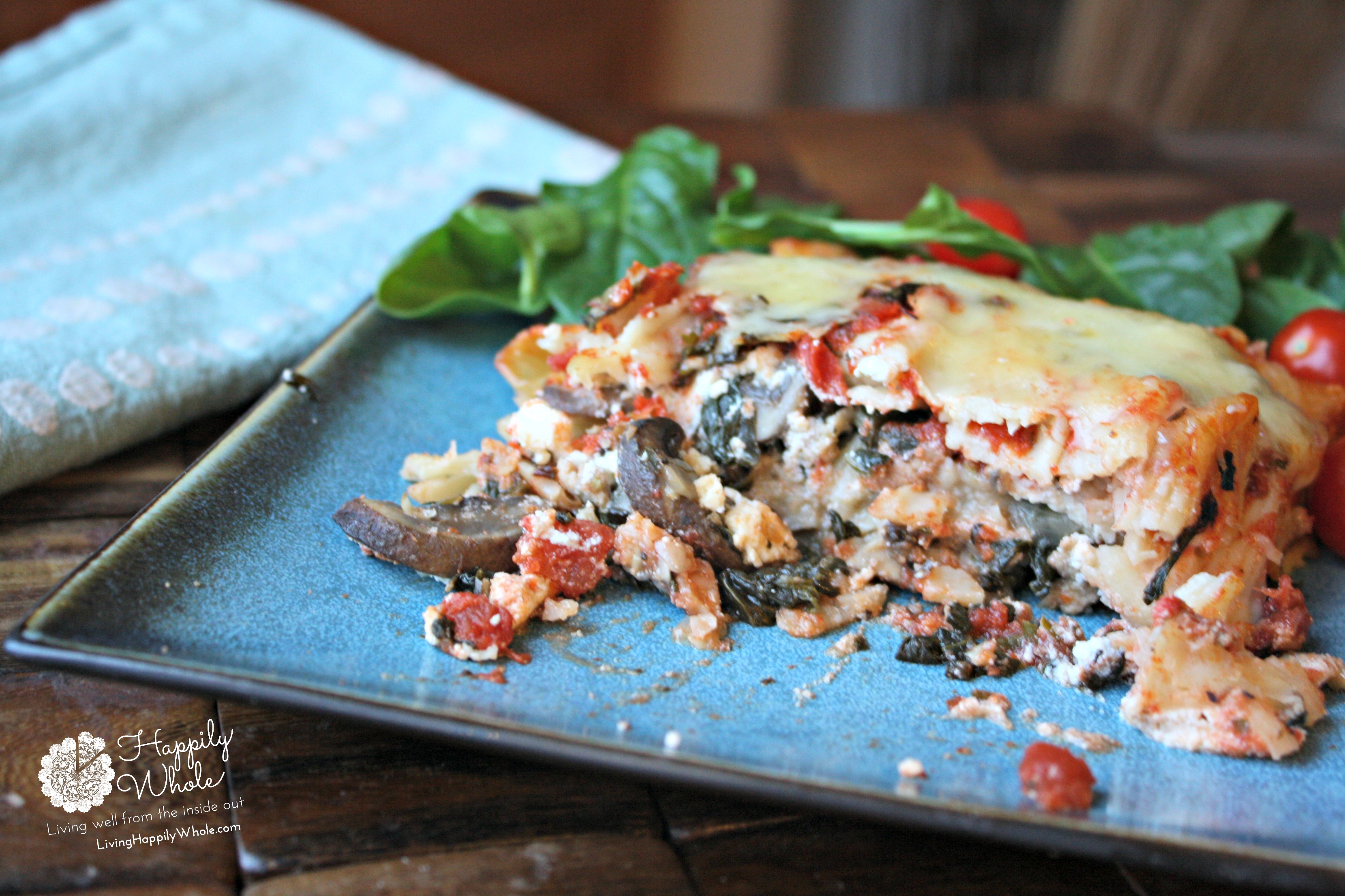 Spinach, Mushroom and Sausage Mostaccioli