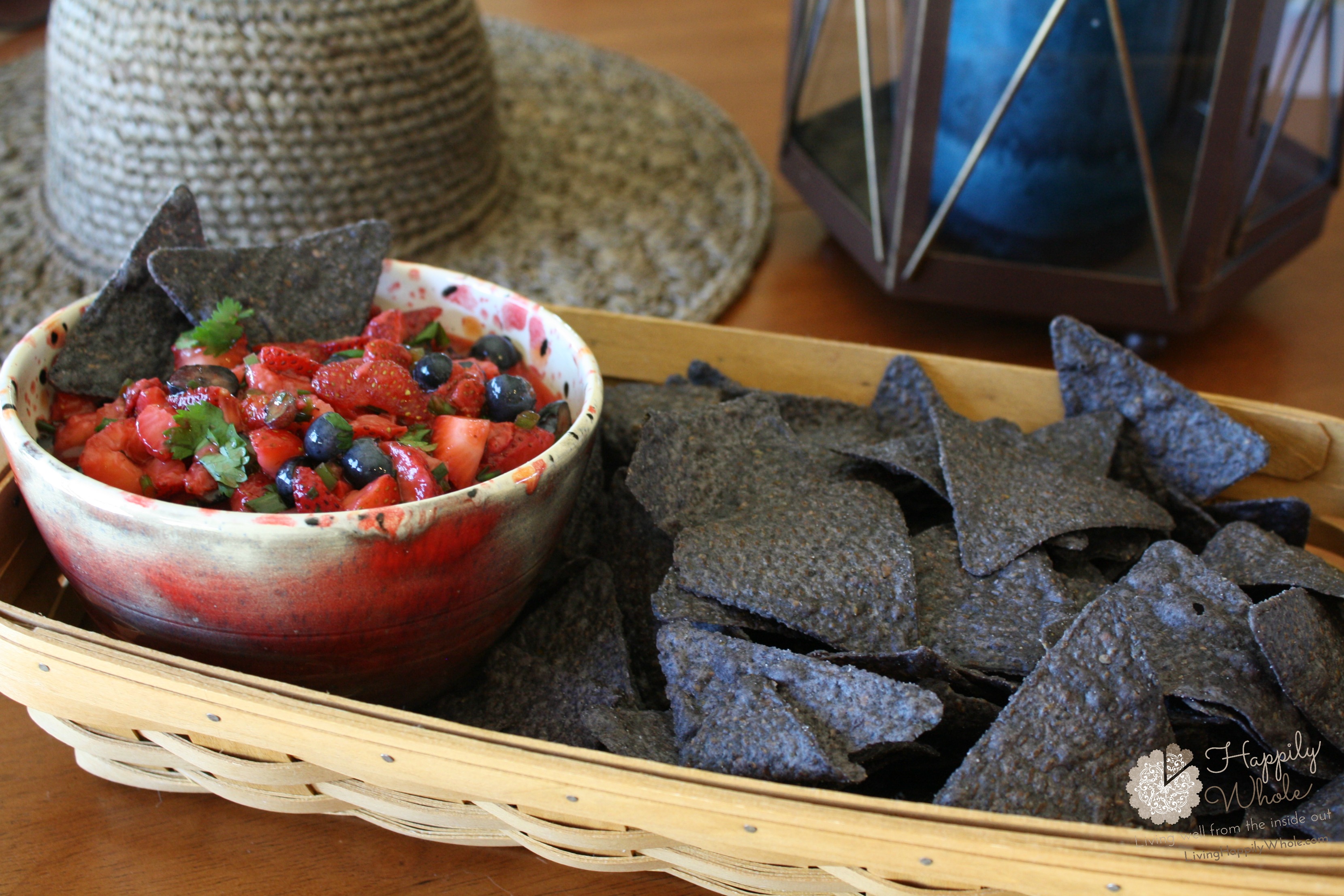 Strawberry Salsa with cilantro and blueberries