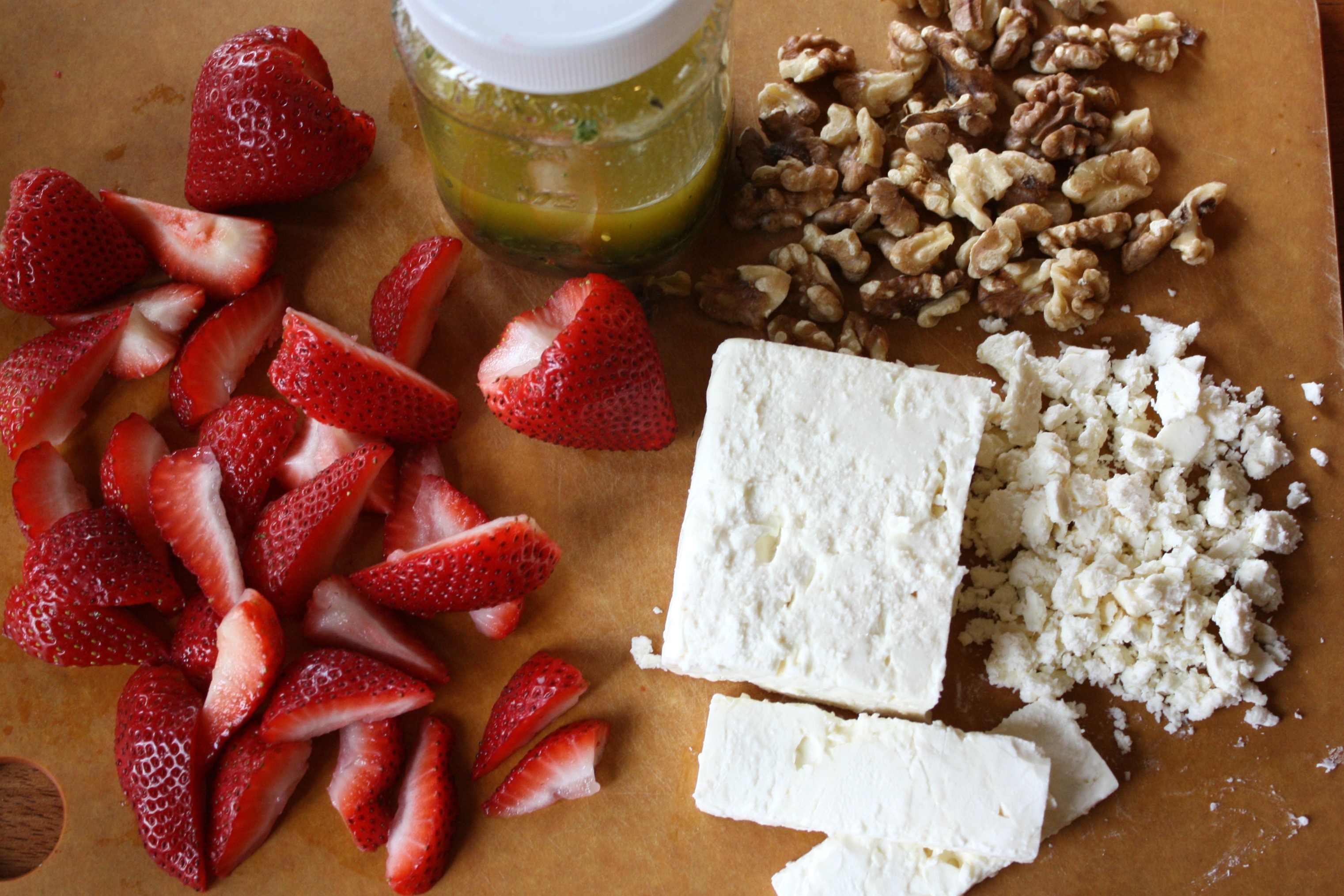 Strawberry Beet Salad with Homemade Balsamic --the toppings