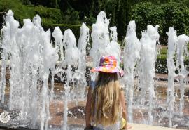 Contemplating at Fountain