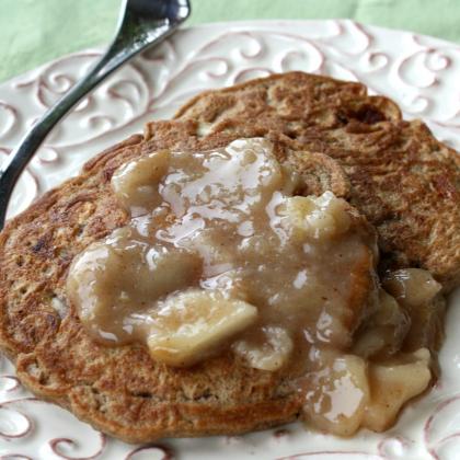 Apple pancakes with warm apple compote