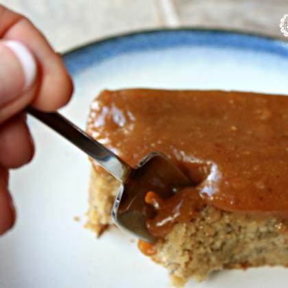 Grain free, refined sugar free Banana Cake with Peanut Butter Frosting