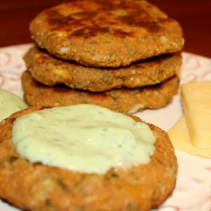 Sweet Potato, Chick Pea Patties with Avocado Dip