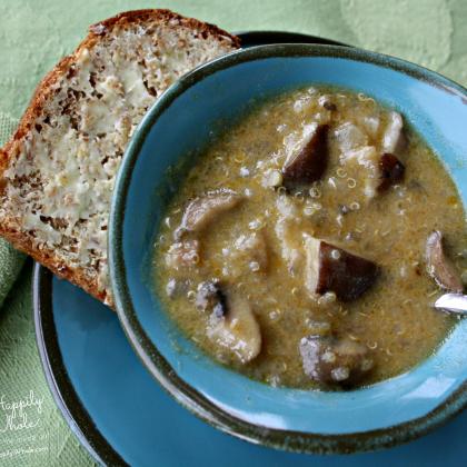 Creamy Mushroom Quinoa Soup with Coconut Broth
