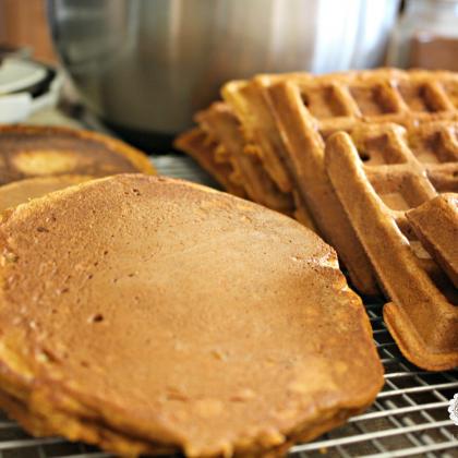 Whole Grain Pumpkin Waffles and Pancaakes