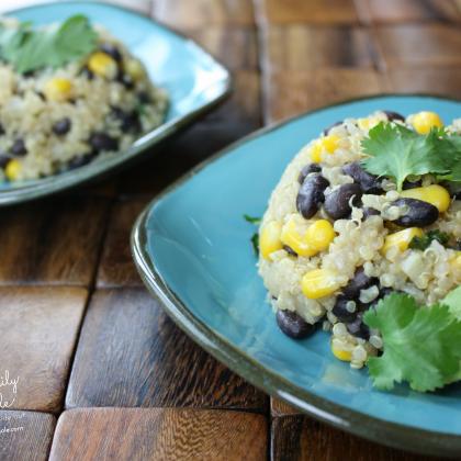Quinoa Black Bean Salad with Cilantro and Corn