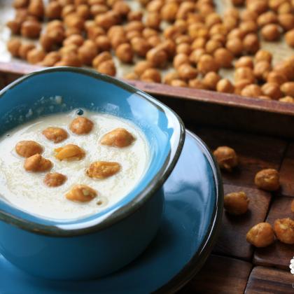 roasted cauliflower and chickpea soup