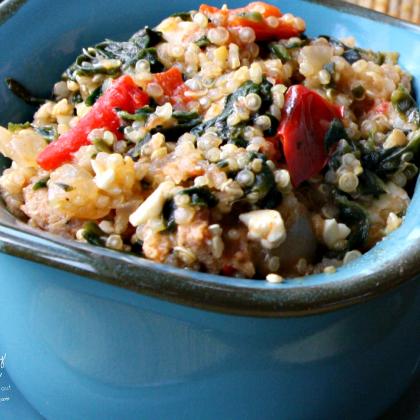 Southwest, stovetop quinoa and sausage