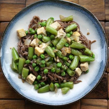 Spring Pea and Tofu Stir Fry with Soba Noodles