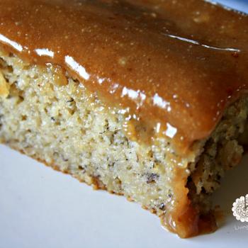 Grain free, refined sugar free Banana Cake with Peanut Butter Frosting