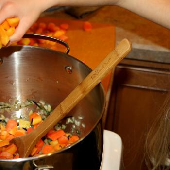 Cooking the carrot soup