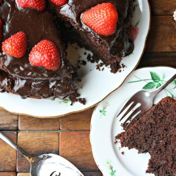 grain free chocolate cake with dark chocolate glaze