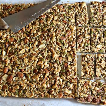 Dark Chocolate Toasted Seed-n-Nut Bars~Baked and sliced