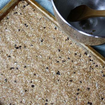 Gluten Free granola bars pressed into pan