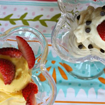 Healthy Mango Frozen Yogurt and Banana Soft Serve