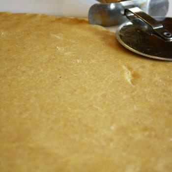 Easy Cheesy Crackers, gluten and grain free. Dough rolled out. 