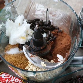 Black Bean Brownie ingredients in the food processor