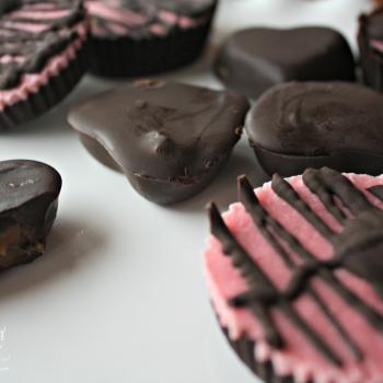 Strawberry Cheesecake Dark Chocolates with Salted Caramel Dark Chocolates