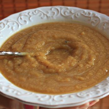 Simple roasted root soup, parsnips, sweet potatoes, turnips, celery root