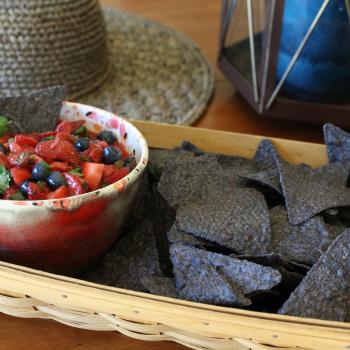 Strawberry Salsa with cilantro and blueberries