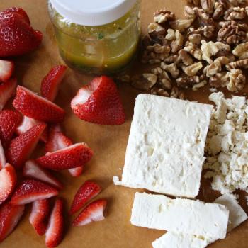 Strawberry Beet Salad with Homemade Balsamic --the toppings