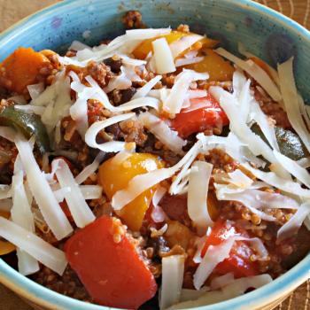 Unstuffed Peppers, gluten free, high protein, grassfed beef, quinoa, beans