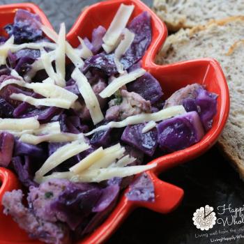 purple cabbage and chicken sausage