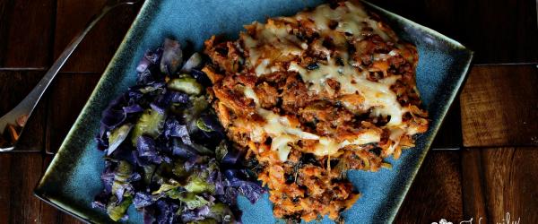 spaghetti squash, beef, cheese bake