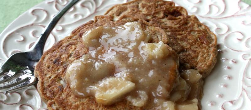 Apple pancakes with warm apple compote