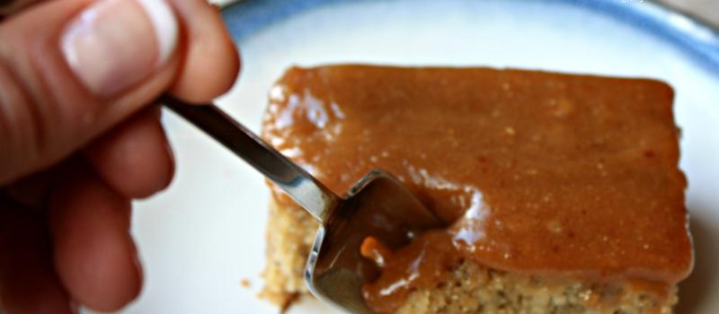 Grain free, refined sugar free Banana Cake with Peanut Butter Frosting