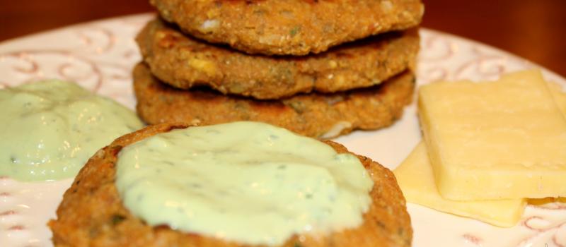 Sweet Potato, Chick Pea Patties with Avocado Dip