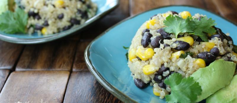 Quinoa Black Bean Salad with Cilantro and Corn