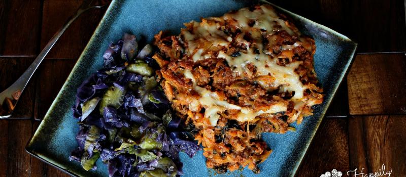 spaghetti squash, beef, cheese bake