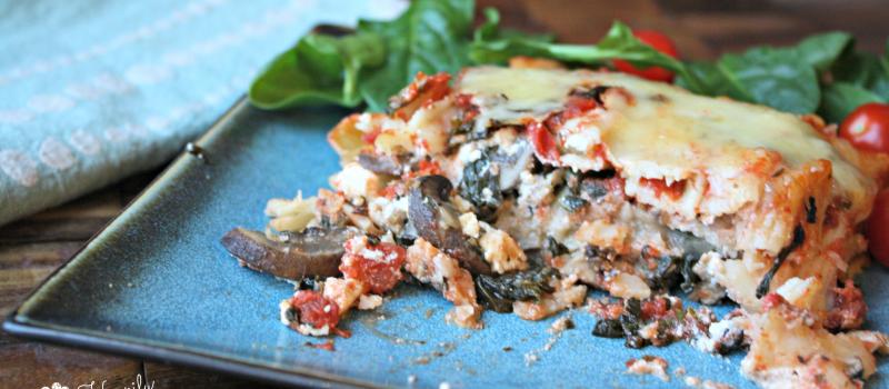 Spinach, Mushroom and Sausage Mostaccioli