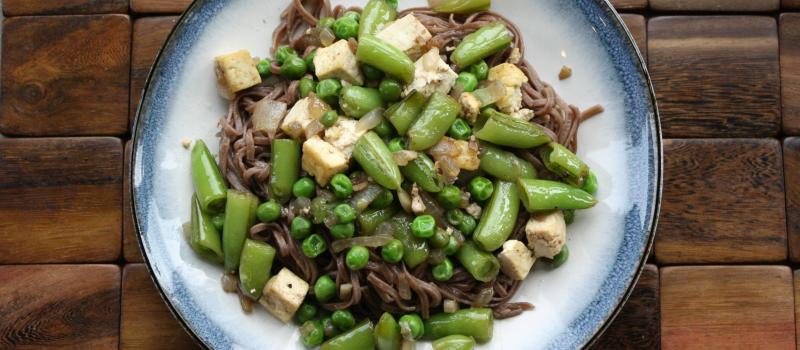 Spring Pea and Tofu Stir Fry with Soba Noodles