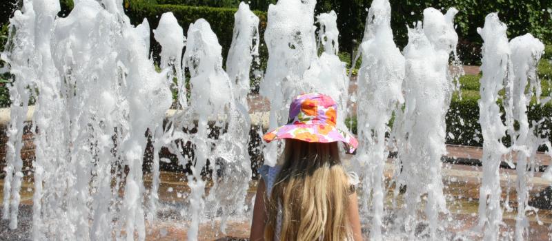 Contemplating at Fountain